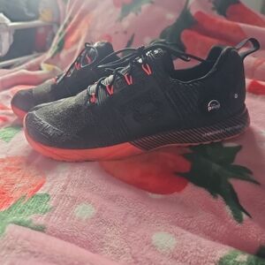 Propet Black Trainer Shoes with Red Accents